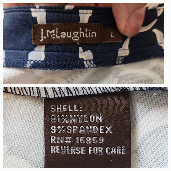 J. McLaughlin Printed Dress Knit Scoop Neck w/ Pockets & 3/4 sleeves sz L - Picture 3 of 11